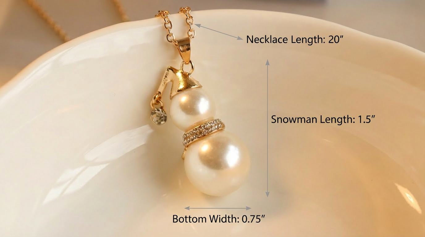 Festive Pearl Snowman Necklace – Snowman Pendant Gift (Gold or Silver)