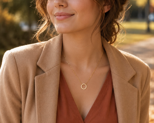 Delicate Gold Circle Pendant Necklace – Minimalist Everyday Jewelry for Women