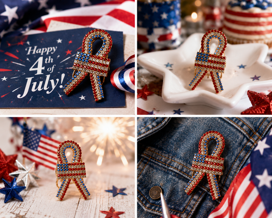 USA Flag Pin, Patriotic USA Flag Rhinestone Brooch Pin, USA Ribbon Pin, Patriotic Jewelry