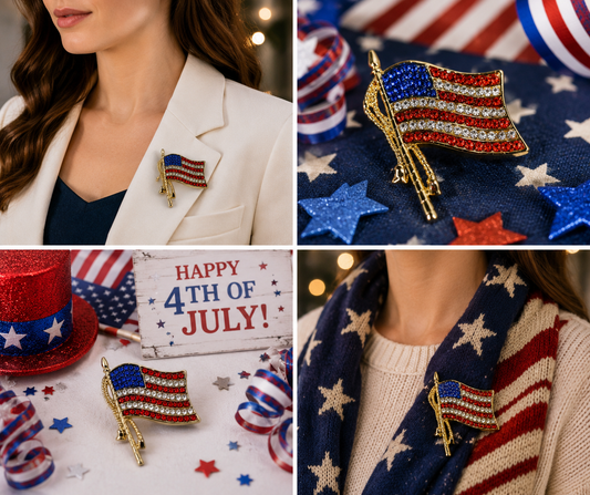 USA Flag Pin, Patriotic USA Flag Rhinestone Brooch Pin Flag Pendant, 4th July Independence US Flag Jewelry Gift