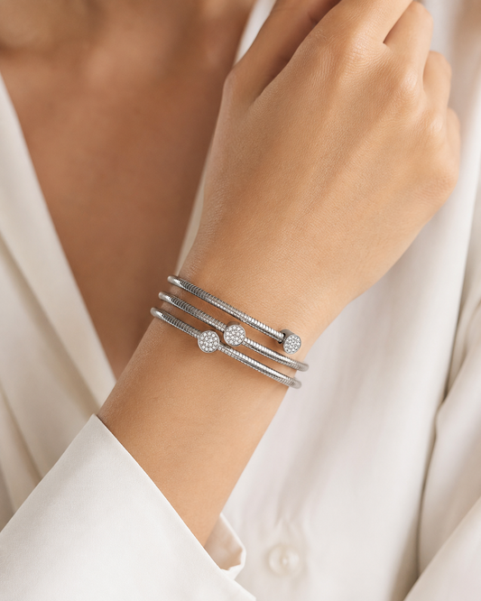Just Love Jewels Stainless Steel Cable Wire Wrap Style Stacking Bangle Bracelet