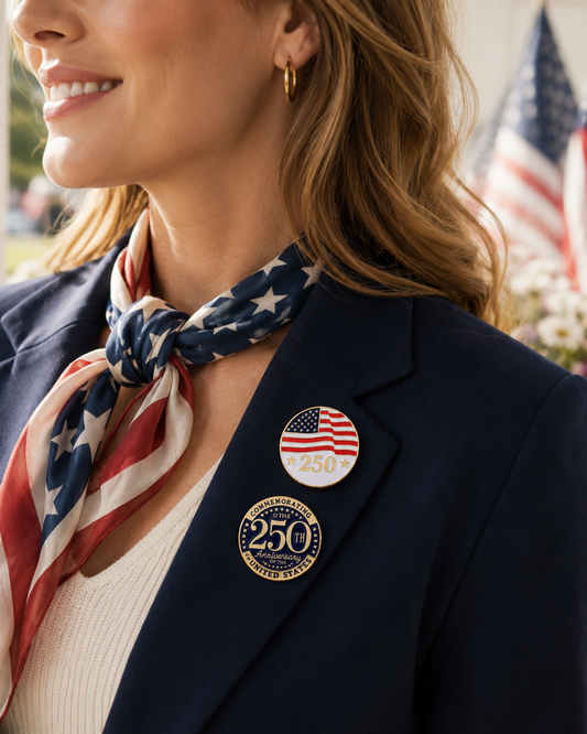 4PCS USA 250th Anniversary Tac Pin Set, American Flag Liberty Bell Patriotic Lapel Pins