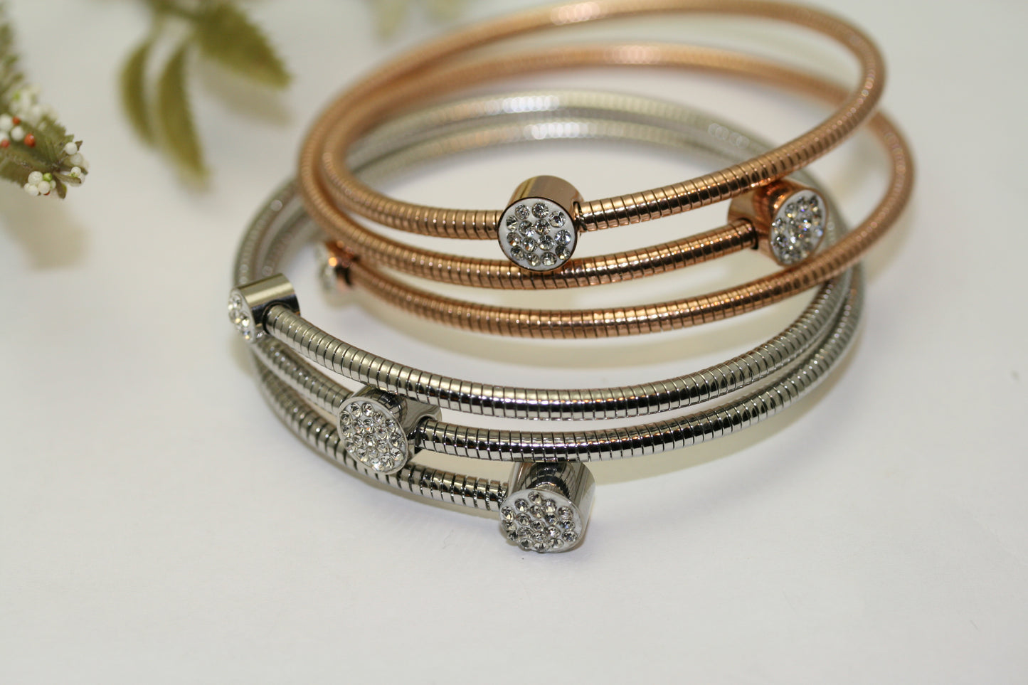 Just Love Jewels Stainless Steel Cable Wire Wrap Style Stacking Bangle Bracelet