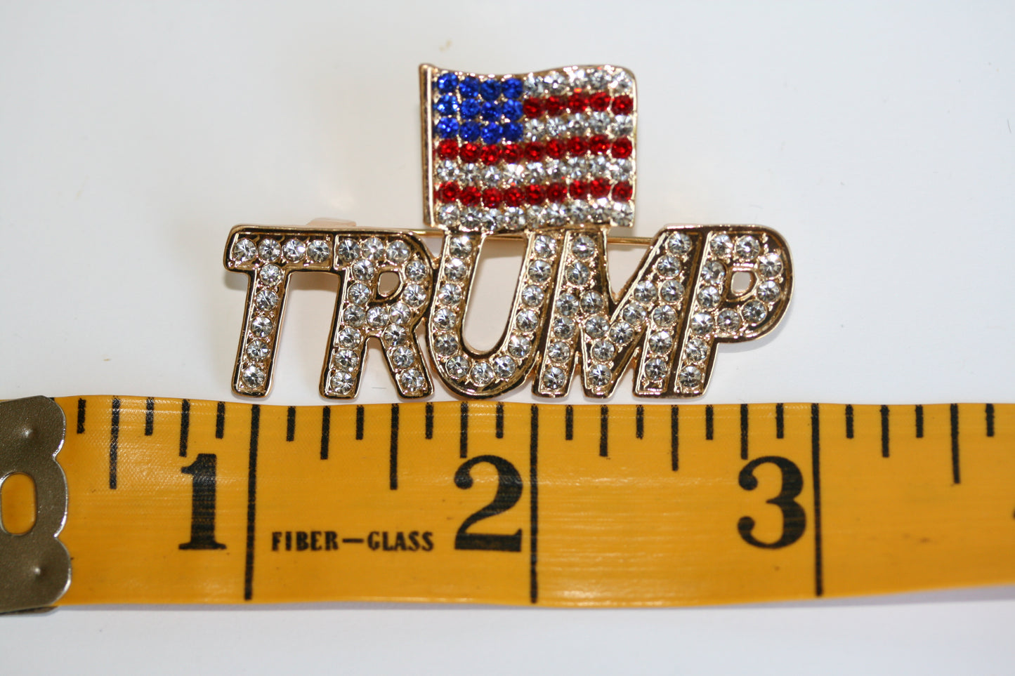 Trump Brooch Rhinestone Lapel Pin with USA Flag Support President Donald J Trump