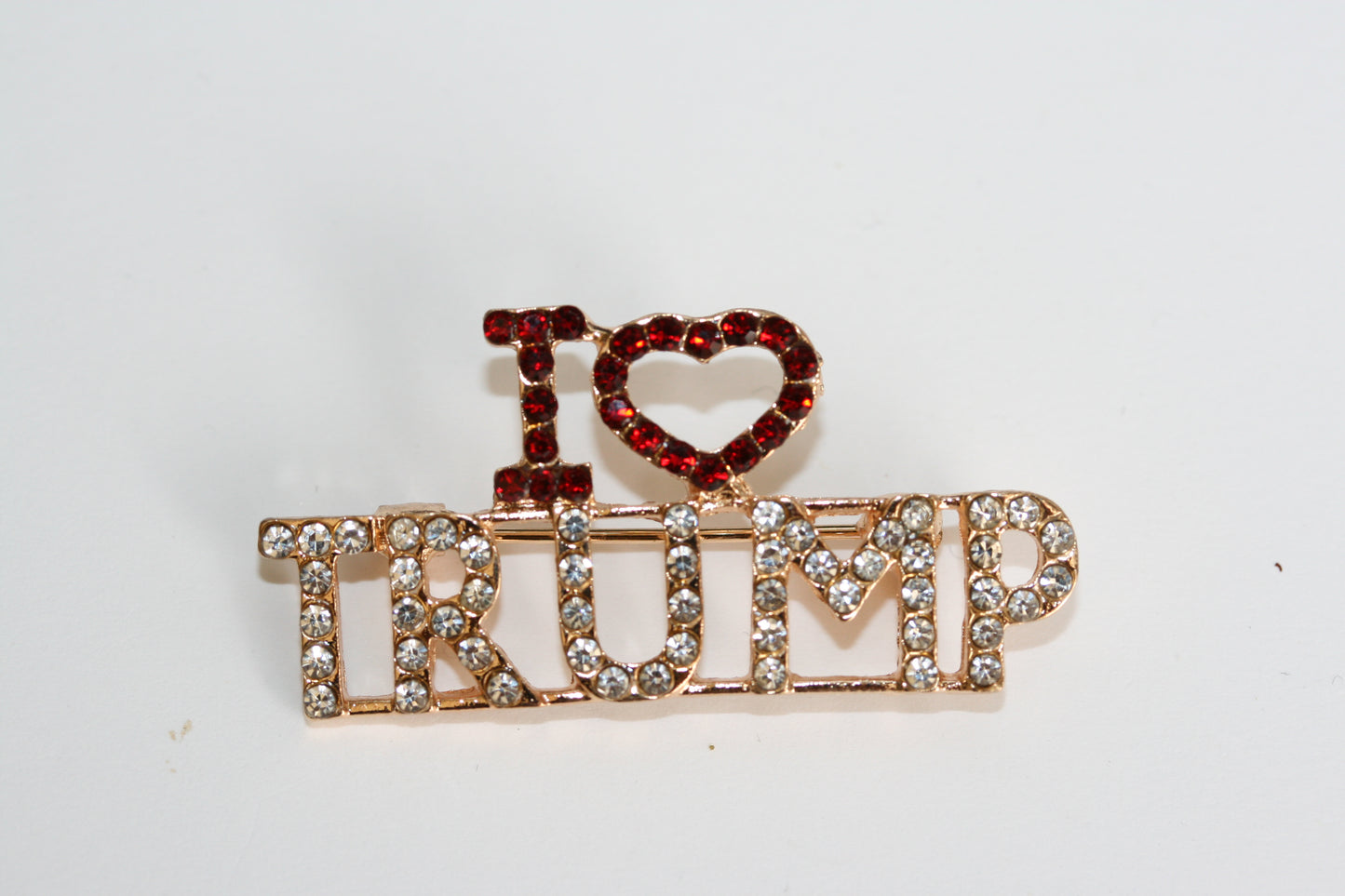 I Love (heart) TRUMP Pin, TRUMP Brooches Crystal Trump Pin