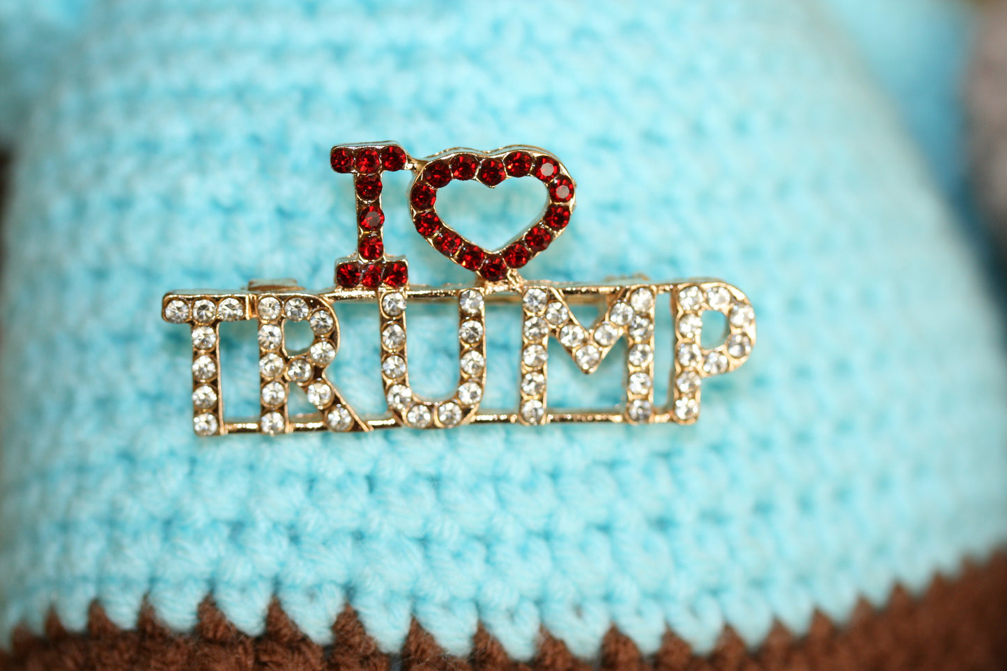 I Love (heart) TRUMP Pin, TRUMP Brooches Crystal Trump Pin
