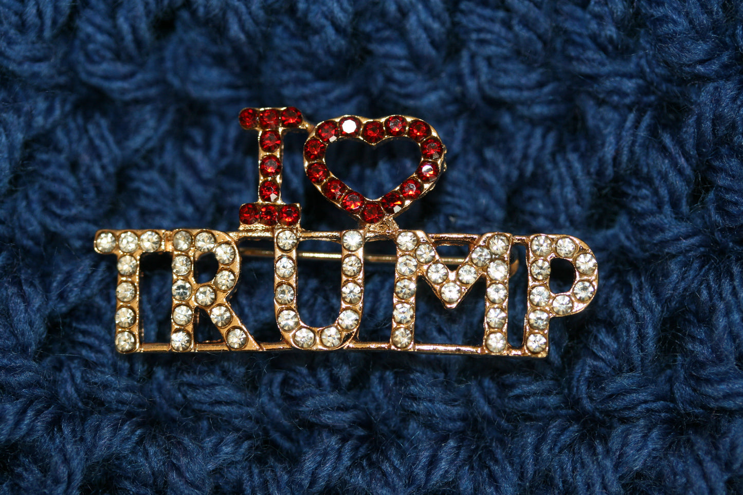 I Love (heart) TRUMP Pin, TRUMP Brooches Crystal Trump Pin
