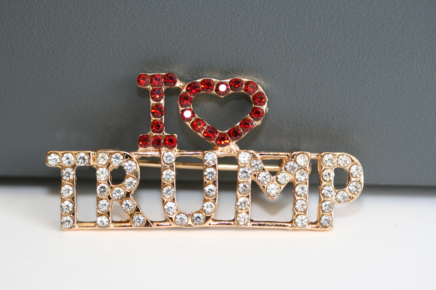 I Love (heart) TRUMP Pin, TRUMP Brooches Crystal Trump Pin