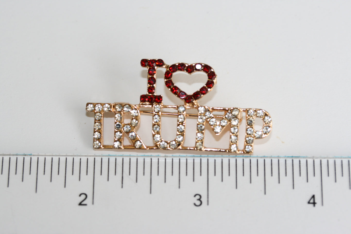 I Love (heart) TRUMP Pin, TRUMP Brooches Crystal Trump Pin