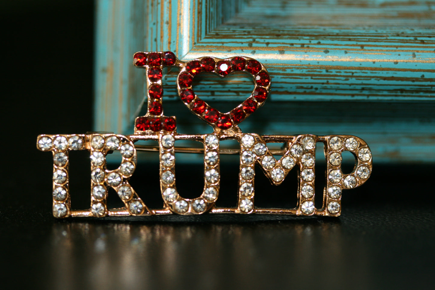 I Love (heart) TRUMP Pin, TRUMP Brooches Crystal Trump Pin