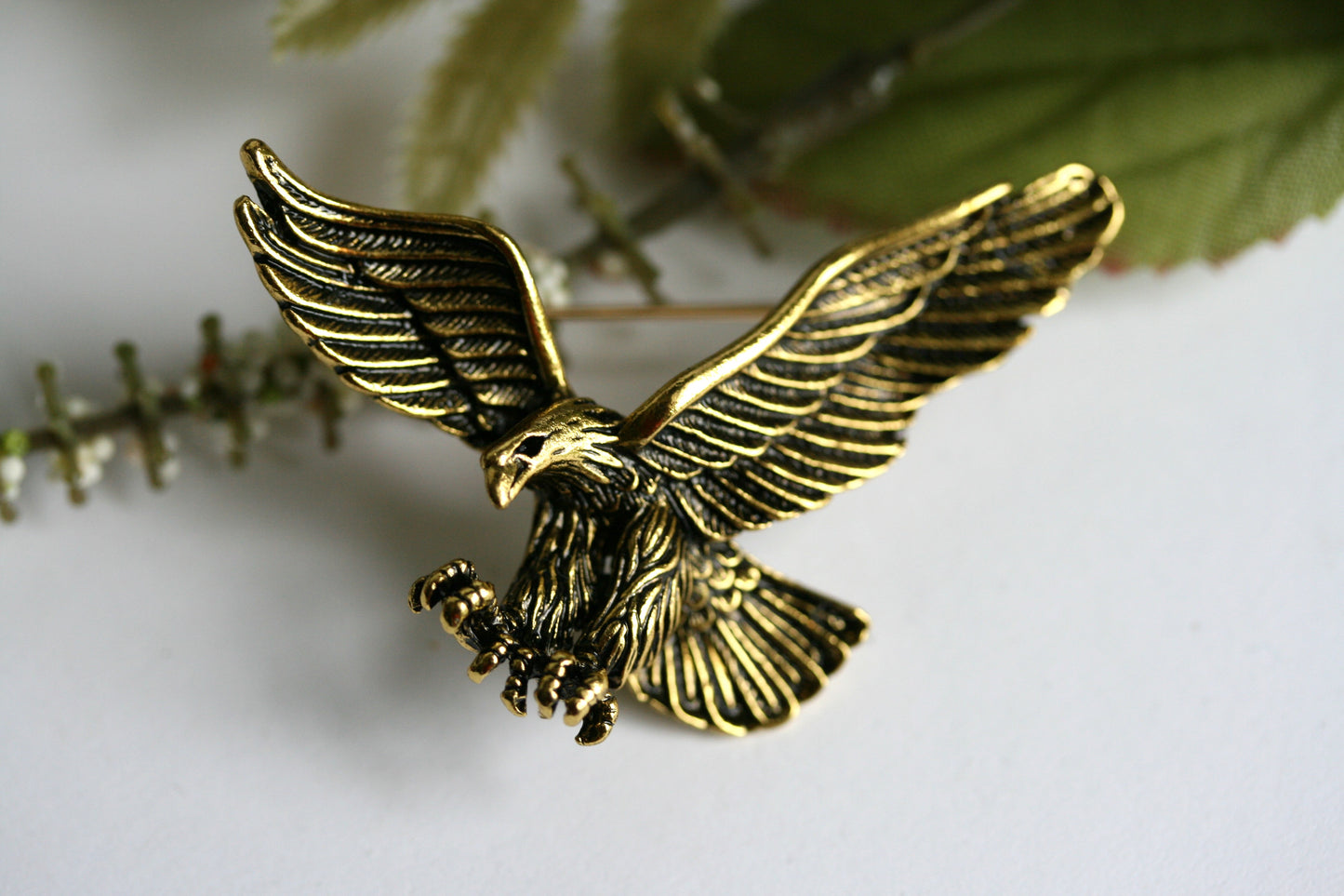 Vintage look gold plated flying eagle brooch Gold Flying Eagle Pin Antique Eagle Pendant