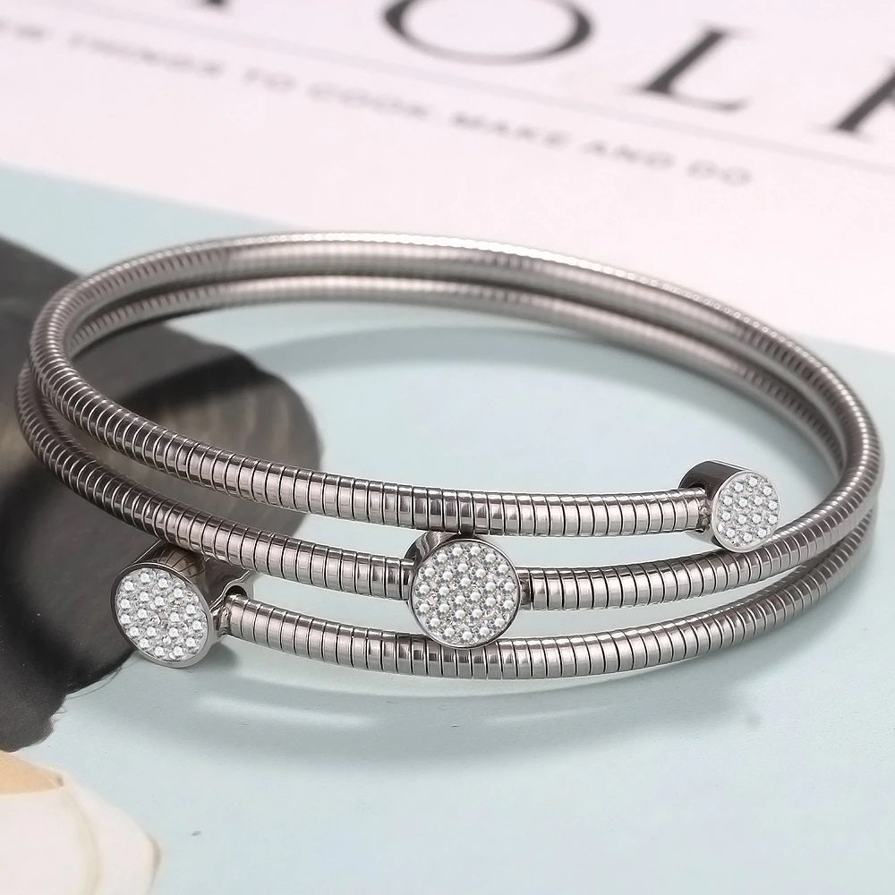 Just Love Jewels Stainless Steel Cable Wire Wrap Style Stacking Bangle Bracelet