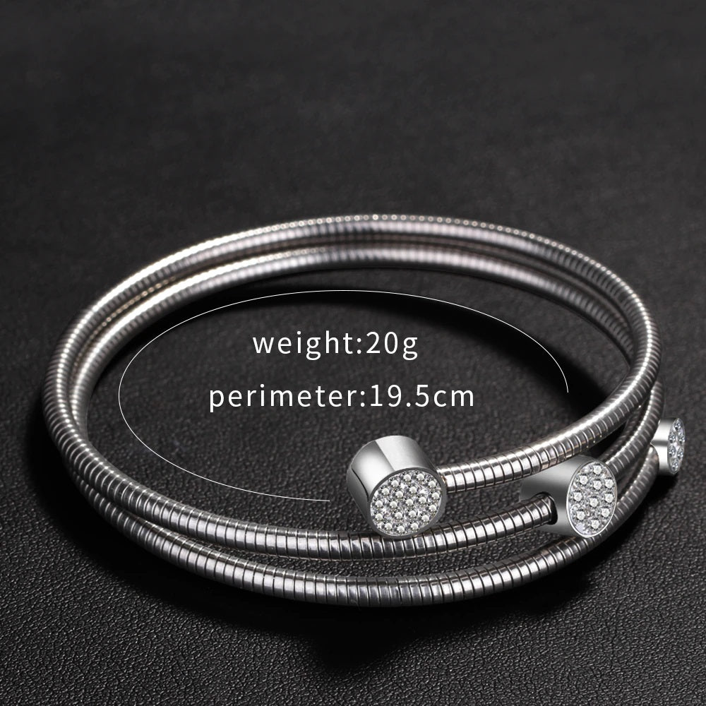 Just Love Jewels Stainless Steel Cable Wire Wrap Style Stacking Bangle Bracelet