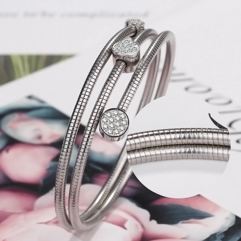 Just Love Jewels Stainless Steel Cable Wire Wrap Style Stacking Bangle Bracelet