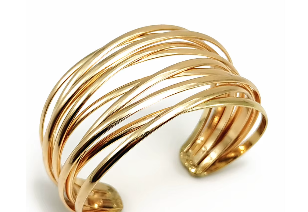 Chunky Gold Cuff Bracelet Fashion Alloy Round Chain Charms Cuff Bracelet For Women