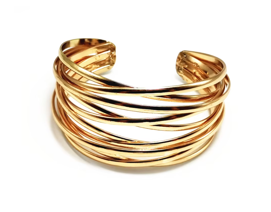 Chunky Gold Cuff Bracelet Fashion Alloy Round Chain Charms Cuff Bracelet For Women