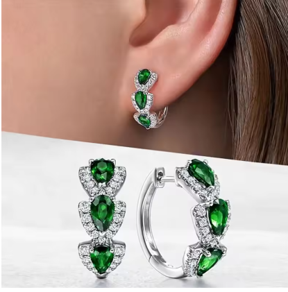 925 Sterling Silver Luxury Trendy Cubic Zirconia Hoop Earrings
