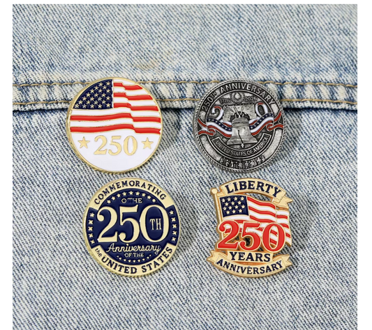 4PCS USA 250th Anniversary Tac Pin Set, American Flag Liberty Bell Patriotic Lapel Pins