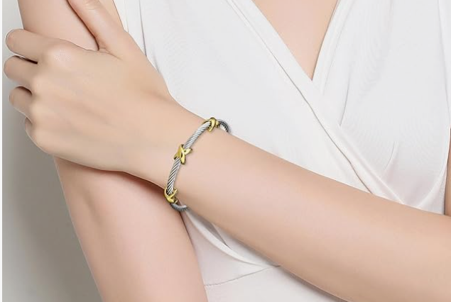 Dream Bracelet - Gold Silver - Stainless Steel Twisted Cable Bracelet For Women