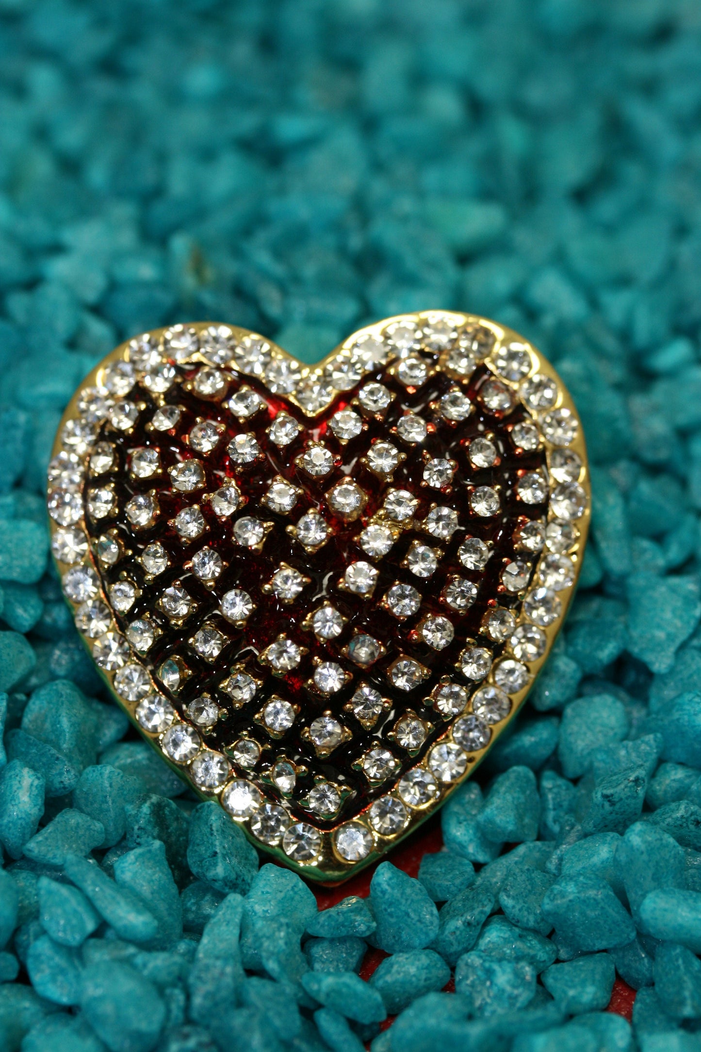 Valentine’s Day Ruby Red Rhinestone Heart Brooch Pin, Valentine's Day Jewelry Gift For Her, Fashion Jewelry