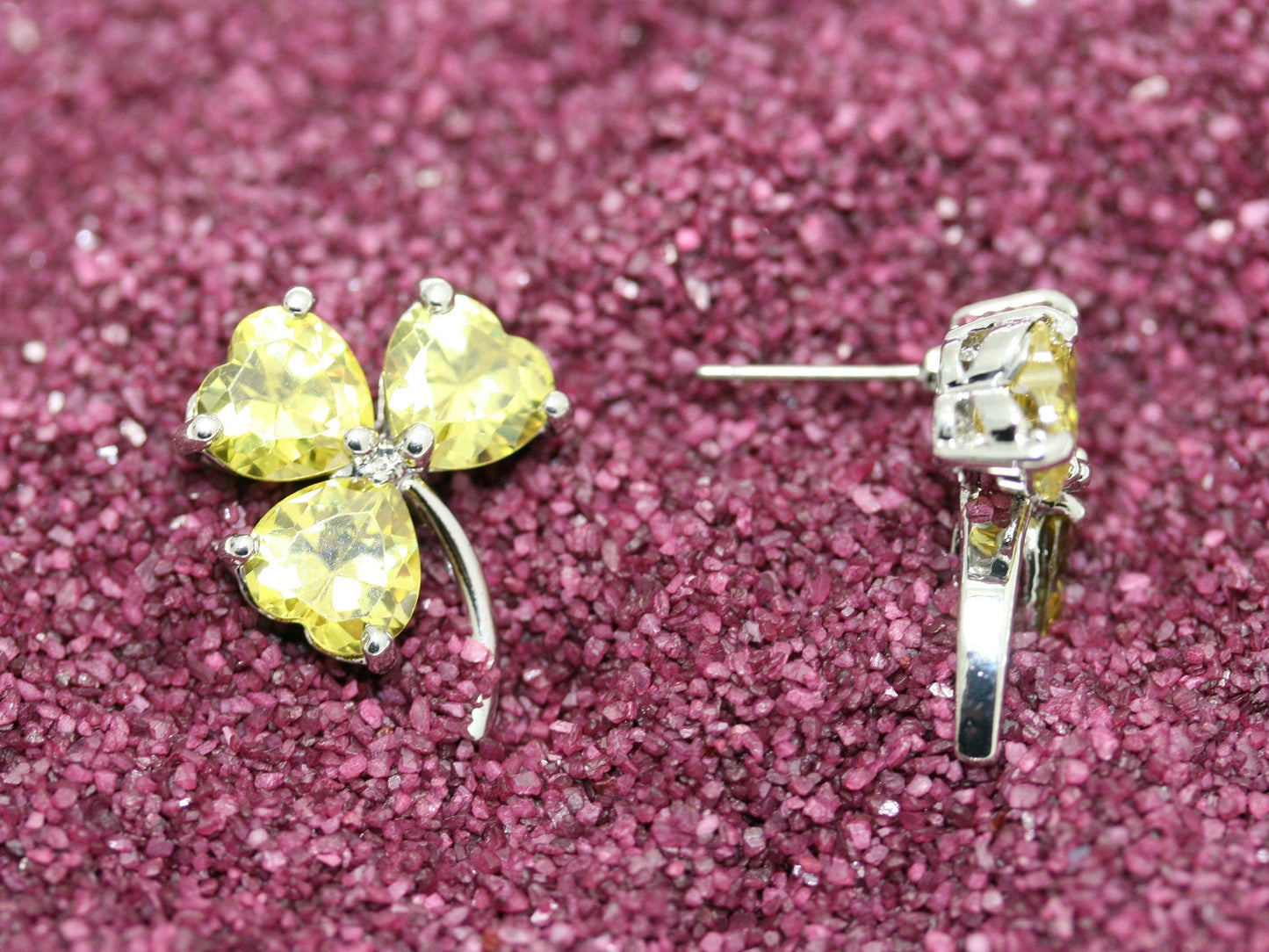 Rhinestone Swarovski Irish Shamrock Three-leaf Clovers Stud Earrings, IRISH St Patrick's Day Jewelry Gift