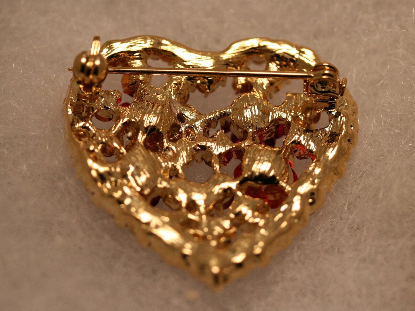 Rhinestone Valentine's Day Heart With Roses Pin Brooch, Valentine's Da Jewelry Gift For Her
