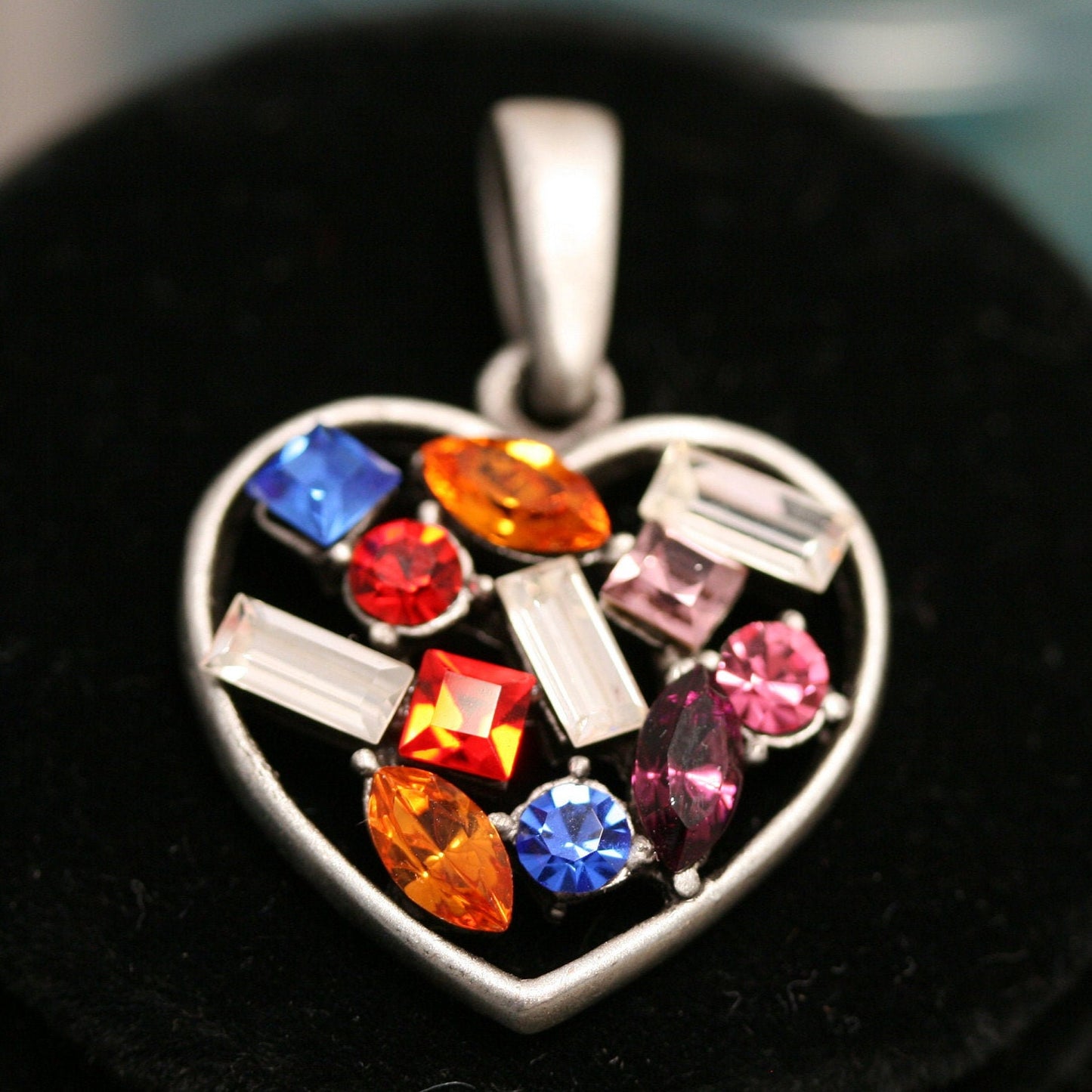Vintage Valentine's day Crystal Rhinestone Heart Pendant Valentine's Heart Necklace Gift for Her