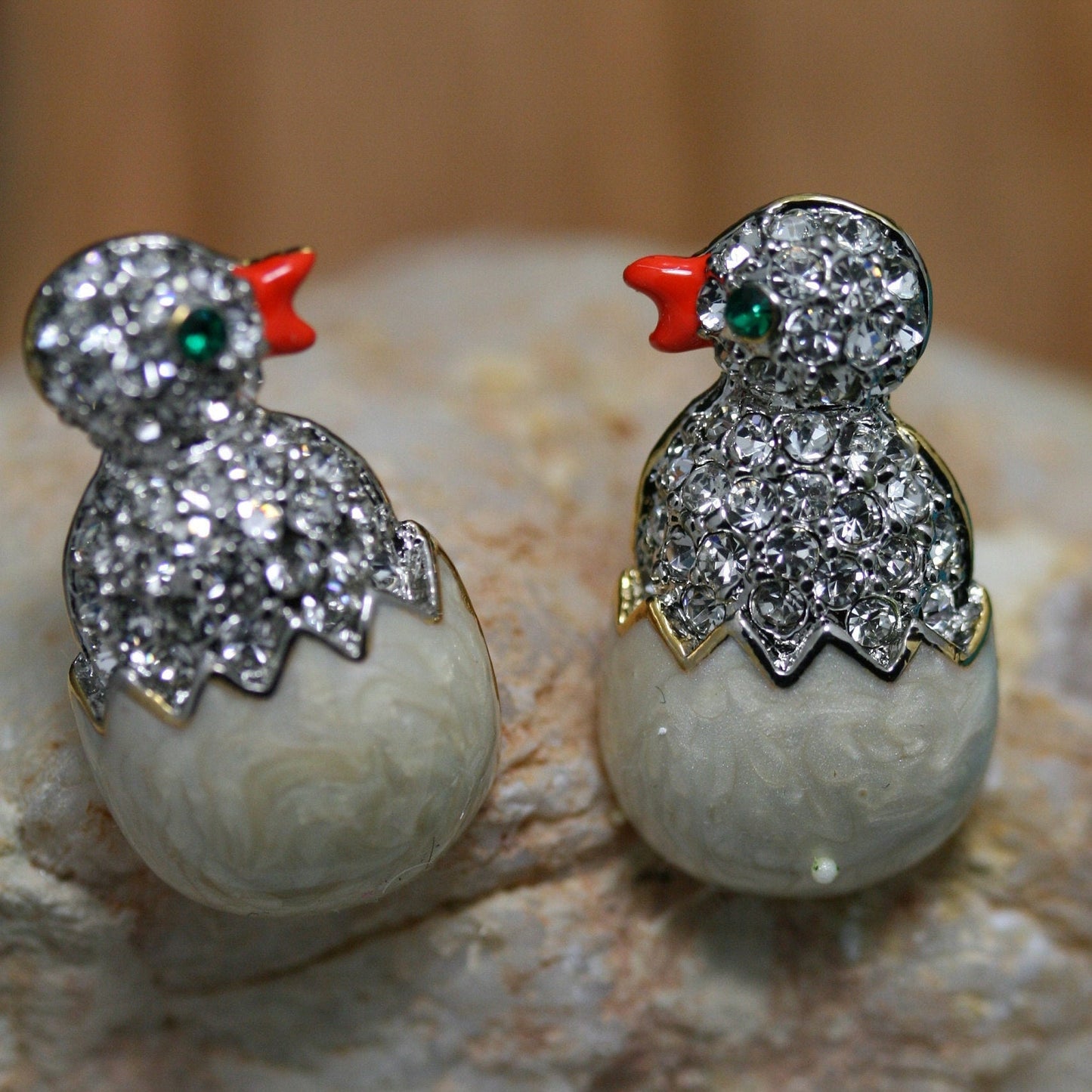 Rhinestone Happy Easter Hatching Egg Chick Duck Post Earring Crystal Easter Earrings