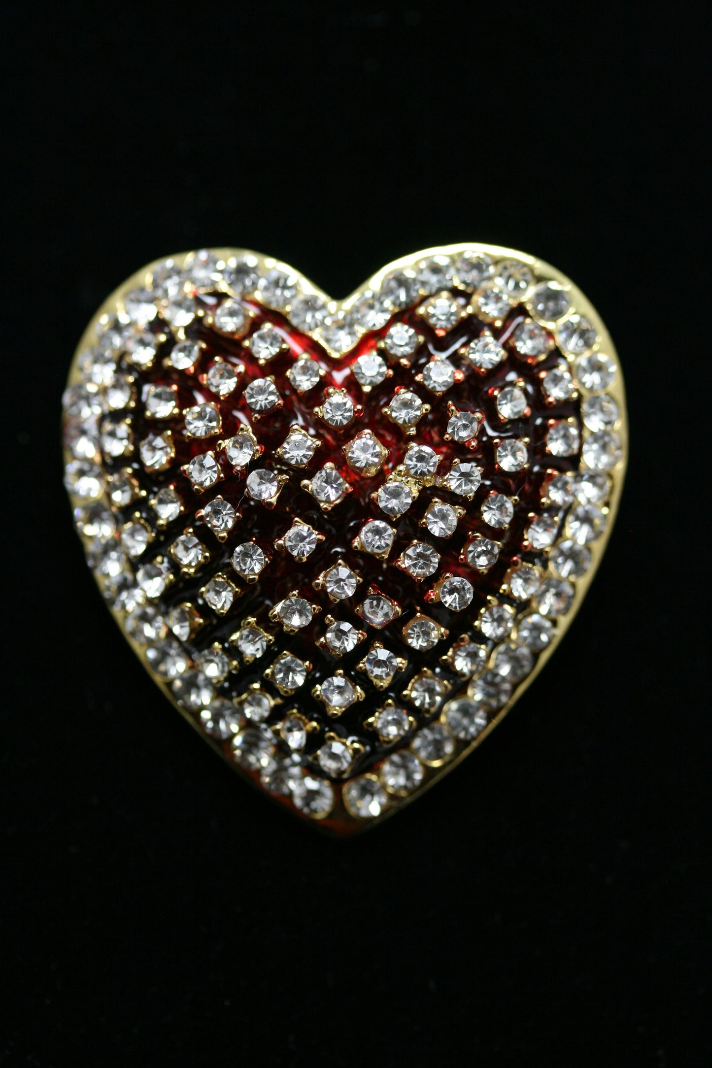 Valentine’s Day Ruby Red Rhinestone Heart Brooch Pin, Valentine's Day Jewelry Gift For Her, Fashion Jewelry