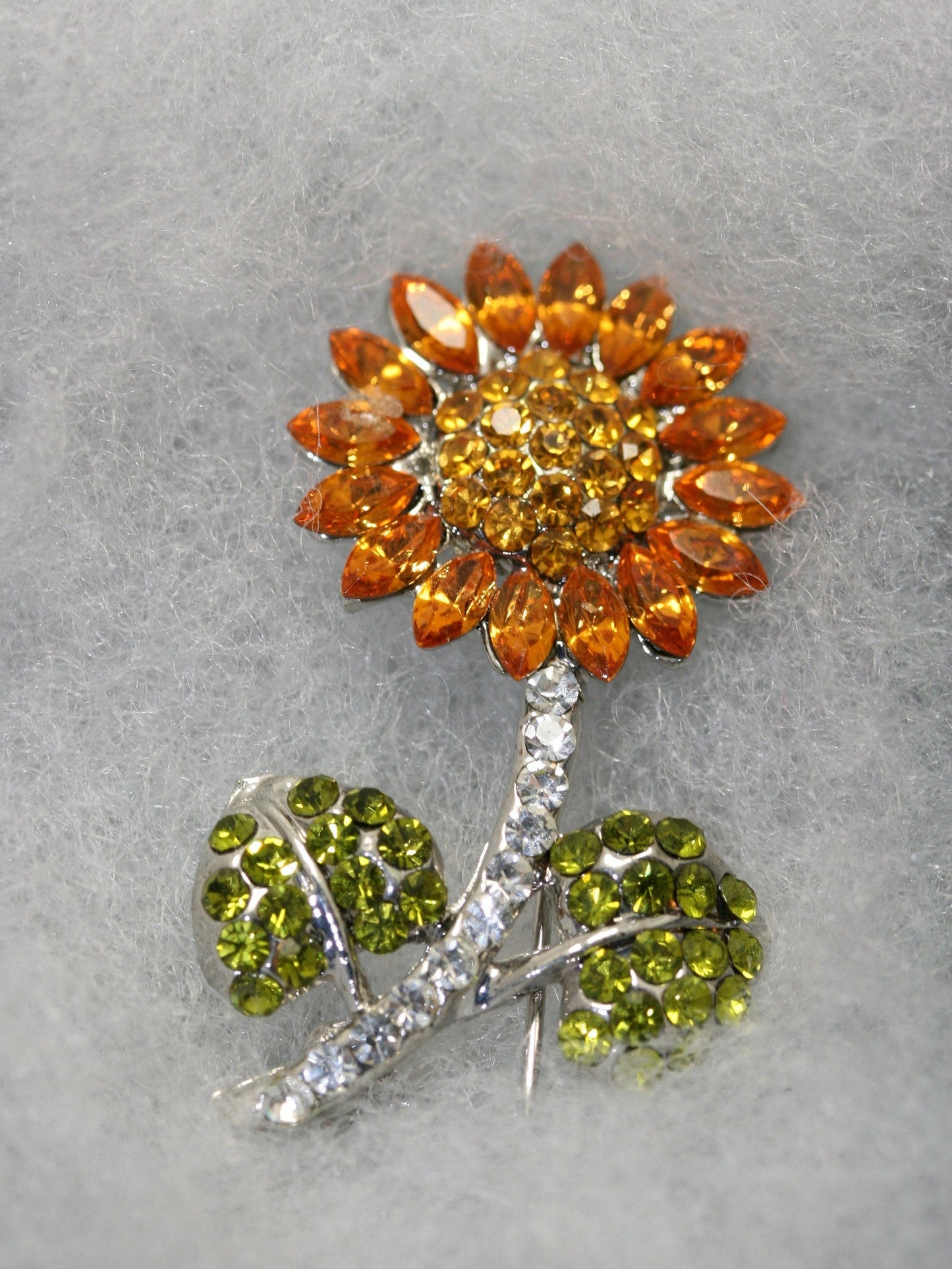 Rhinestone Crystal Sunflower Brooch Pin.