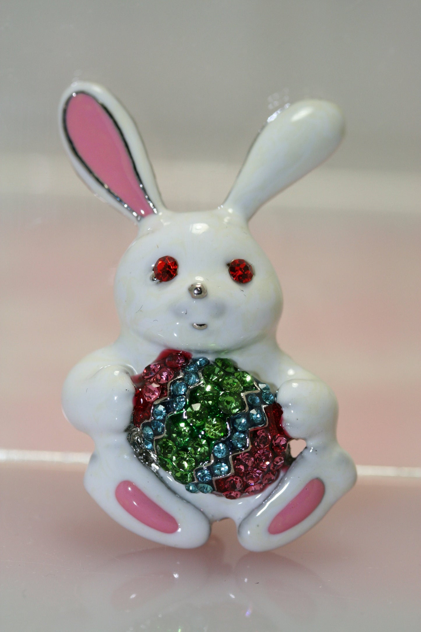 Rhinestone Crystal Enamel Spring Easter Bunny Rabbit Egg Brooch Pin, Easter Egg With Bunny Pin, Easter Brooch Jewelry