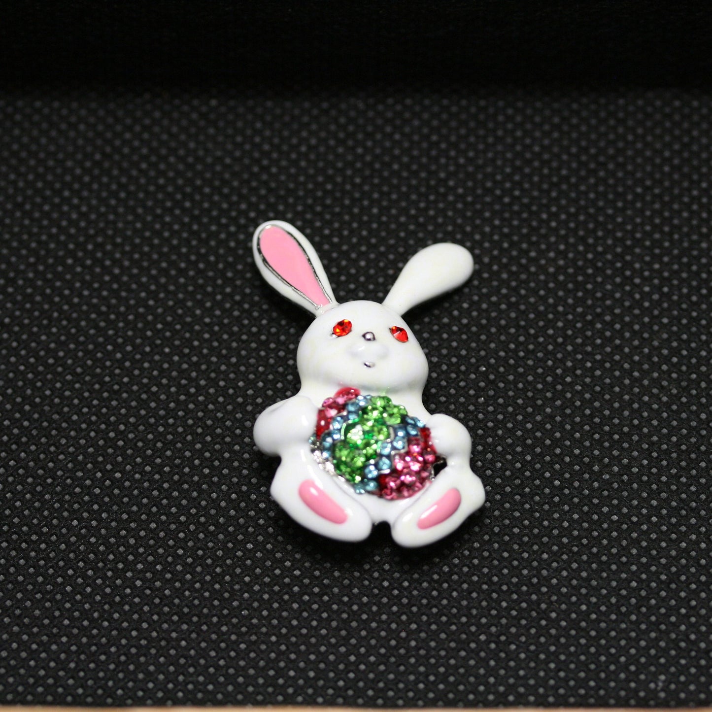 Rhinestone Crystal Enamel Spring Easter Bunny Rabbit Egg Brooch Pin, Easter Egg With Bunny Pin, Easter Brooch Jewelry