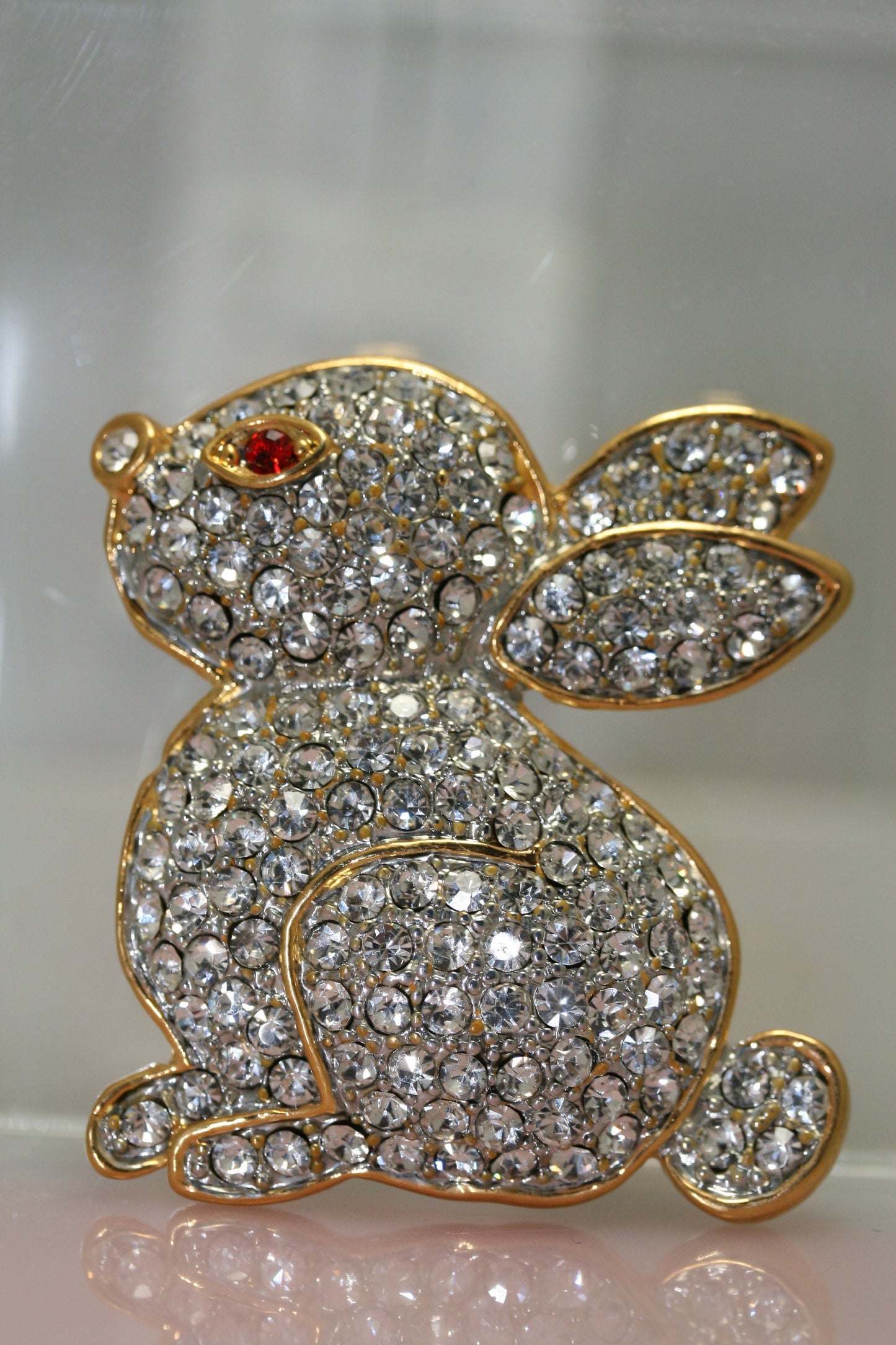 Clear Rhinestone Crystal Easter Bunny Rabbit Pin Brooch