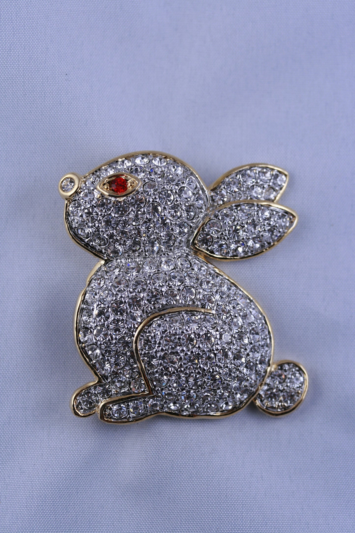 Clear Rhinestone Crystal Easter Bunny Rabbit Pin Brooch