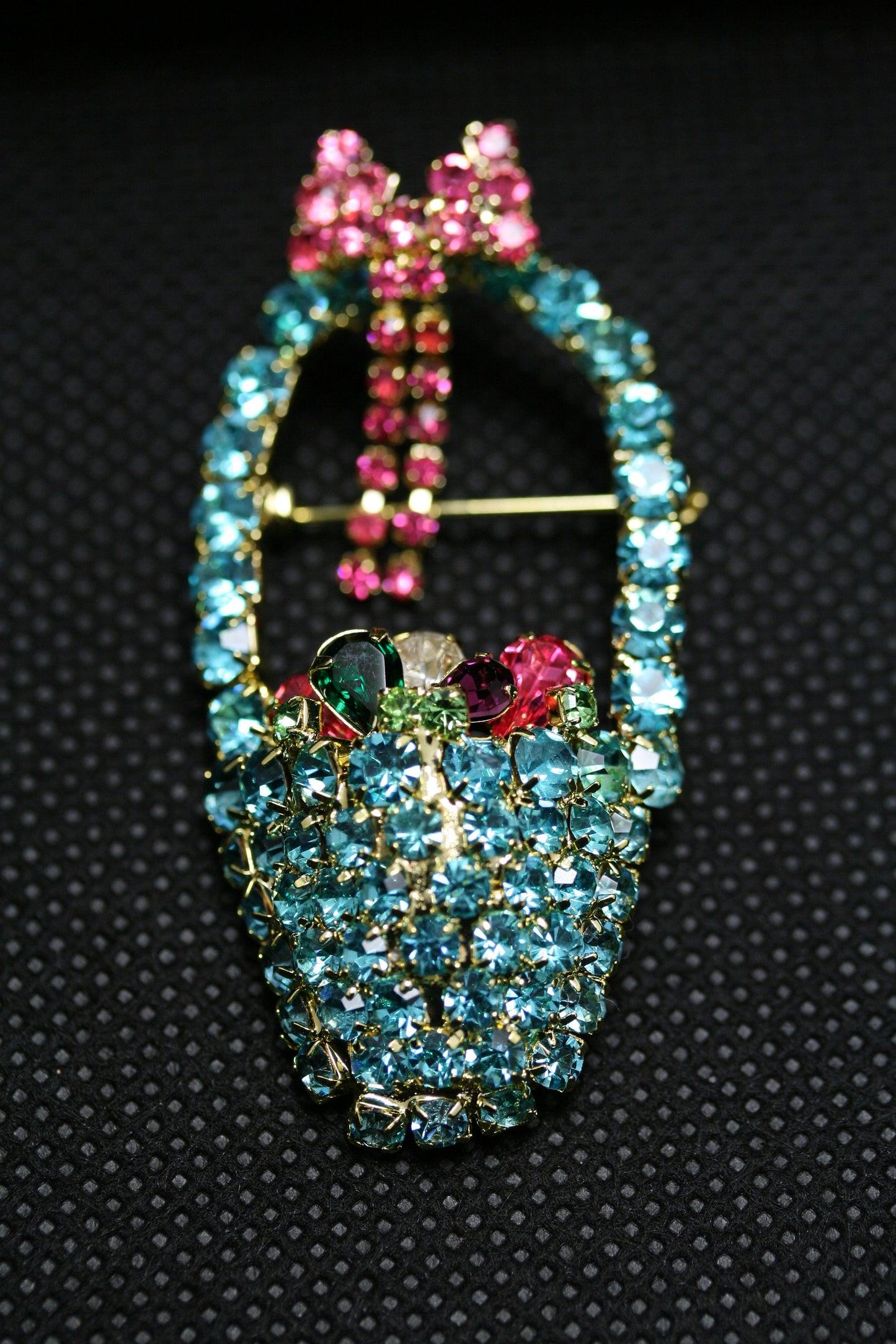 Rhinestone Easter Basket Brooch Pin, Easter Jewelry, Easter Egg Brooch Pin, Easter Holiday Jewelry Gift