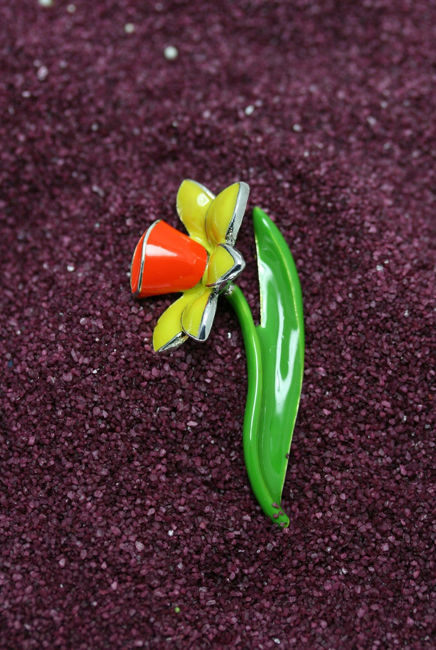 Spring Daffodil Flower Enamel Brooch Pin and Pendant, Daffodil Flower Jewelry