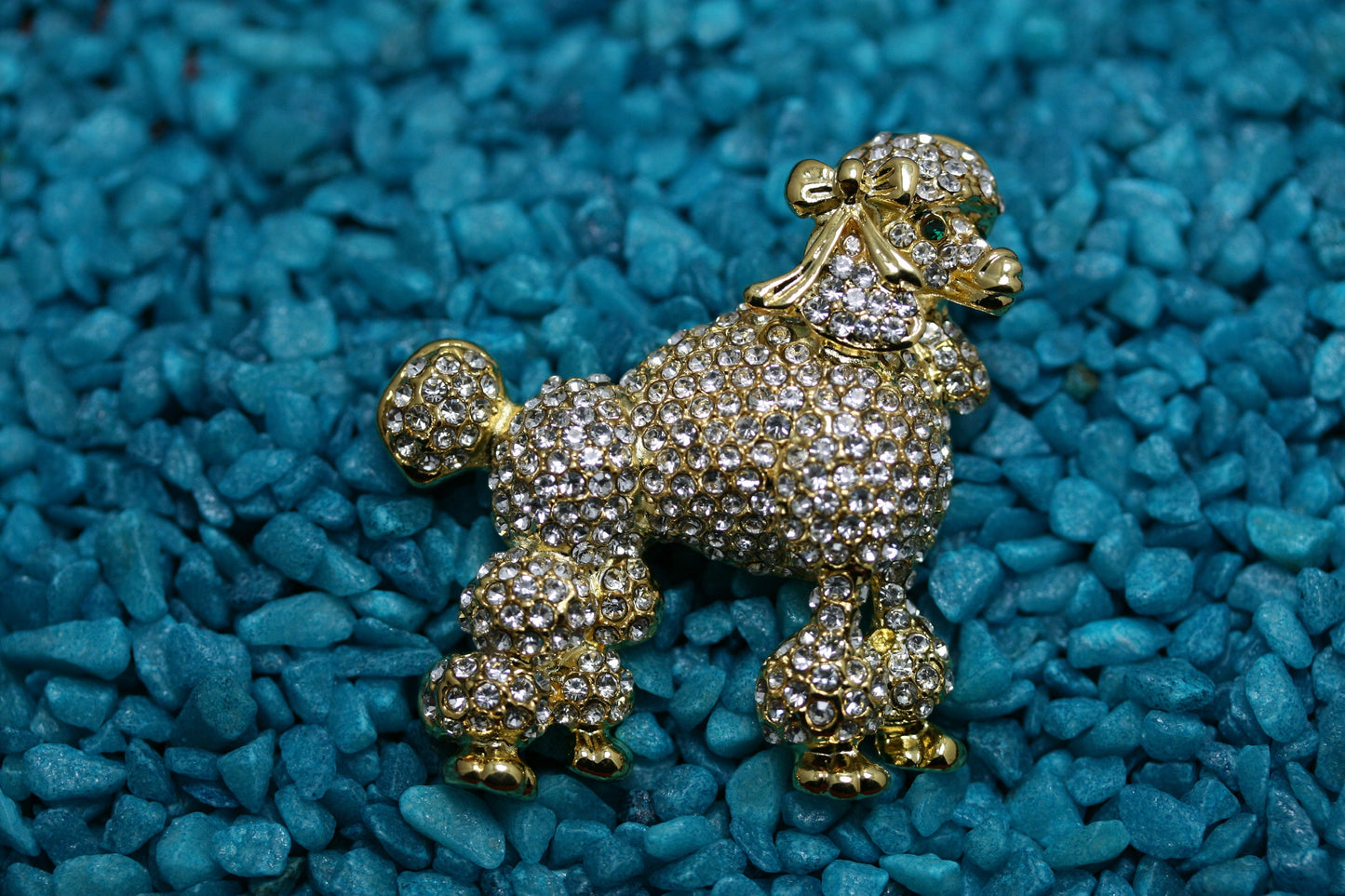 Rhinestone Crystal Poodle-Dog-Puppy Pin Brooch
