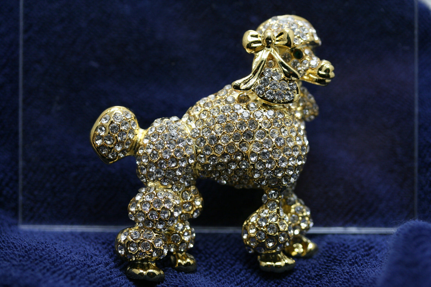 Rhinestone Crystal Poodle-Dog-Puppy Pin Brooch