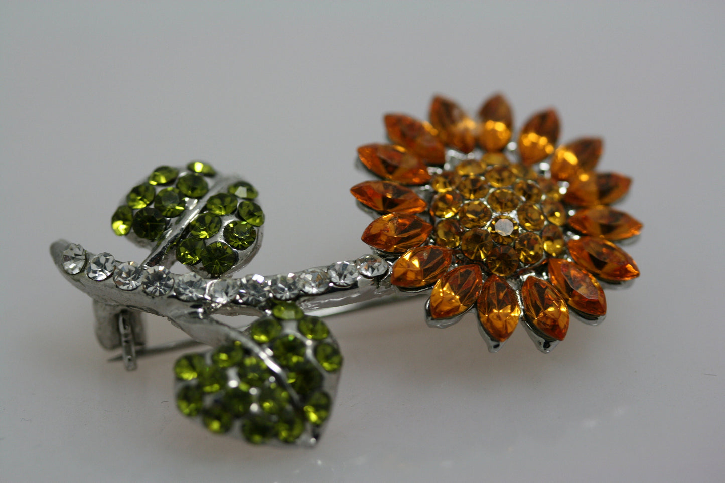 Rhinestone Crystal Sunflower Brooch Pin.