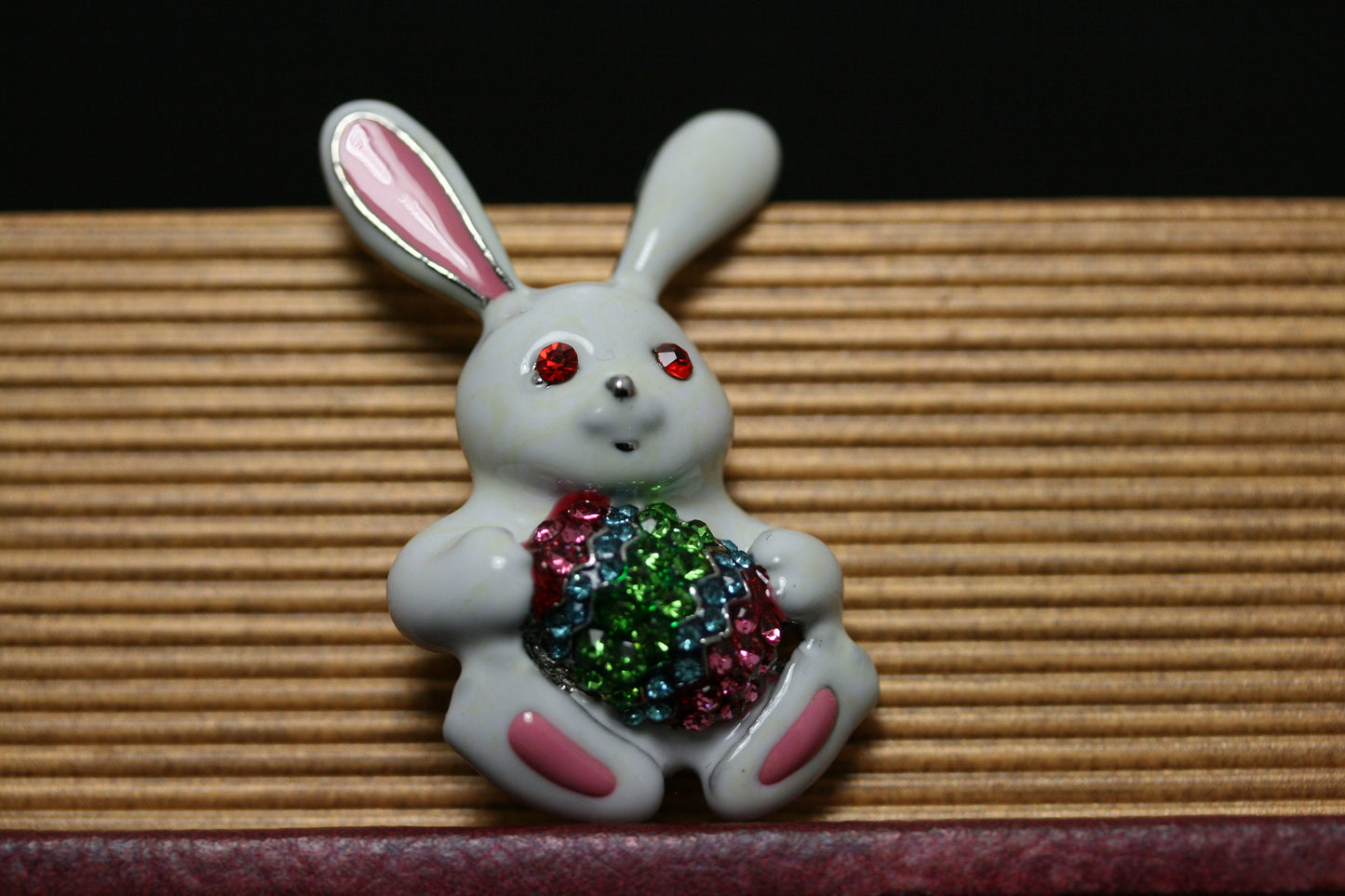 Rhinestone Crystal Enamel Spring Easter Bunny Rabbit Egg Brooch Pin, Easter Egg With Bunny Pin, Easter Brooch Jewelry