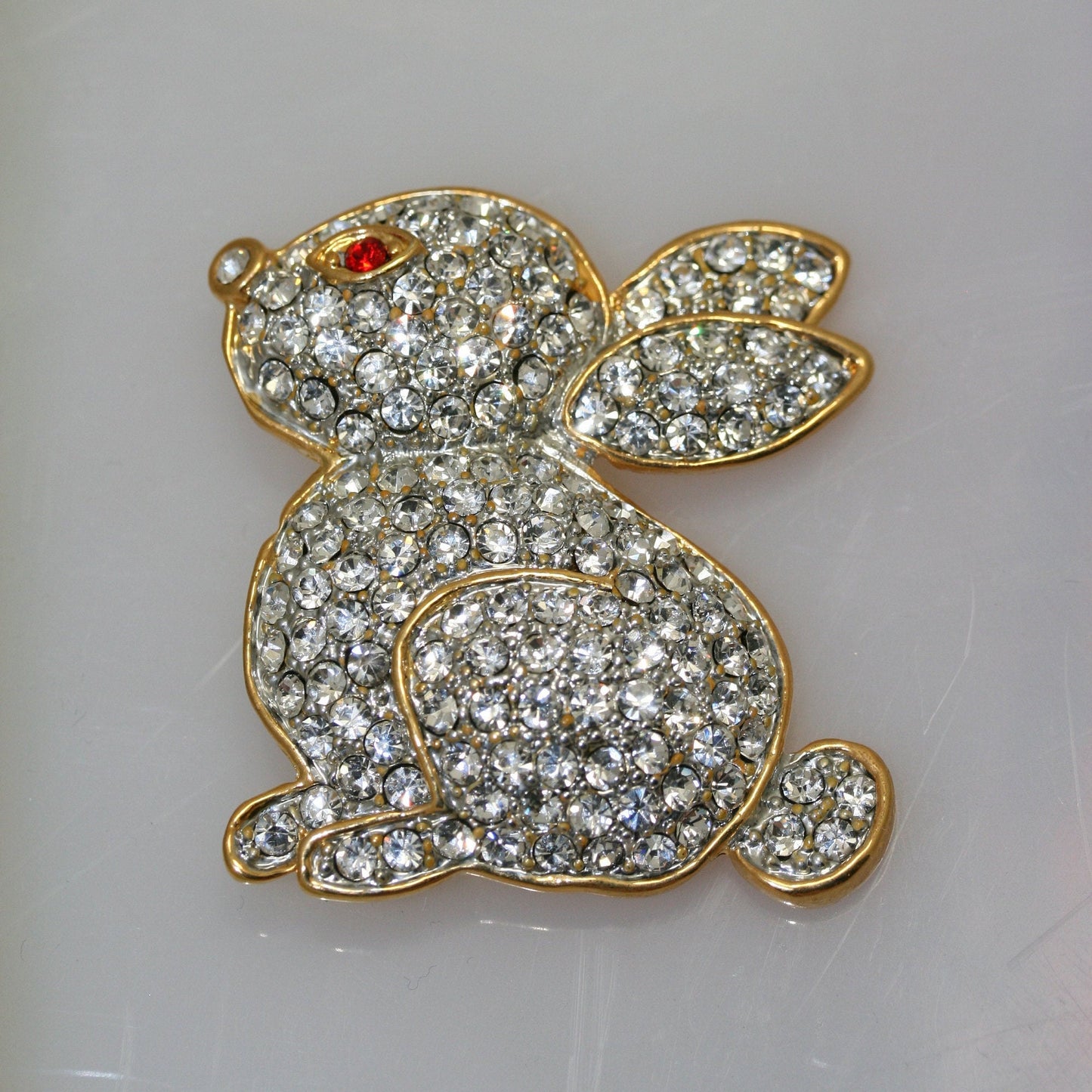 Clear Rhinestone Crystal Easter Bunny Rabbit Pin Brooch