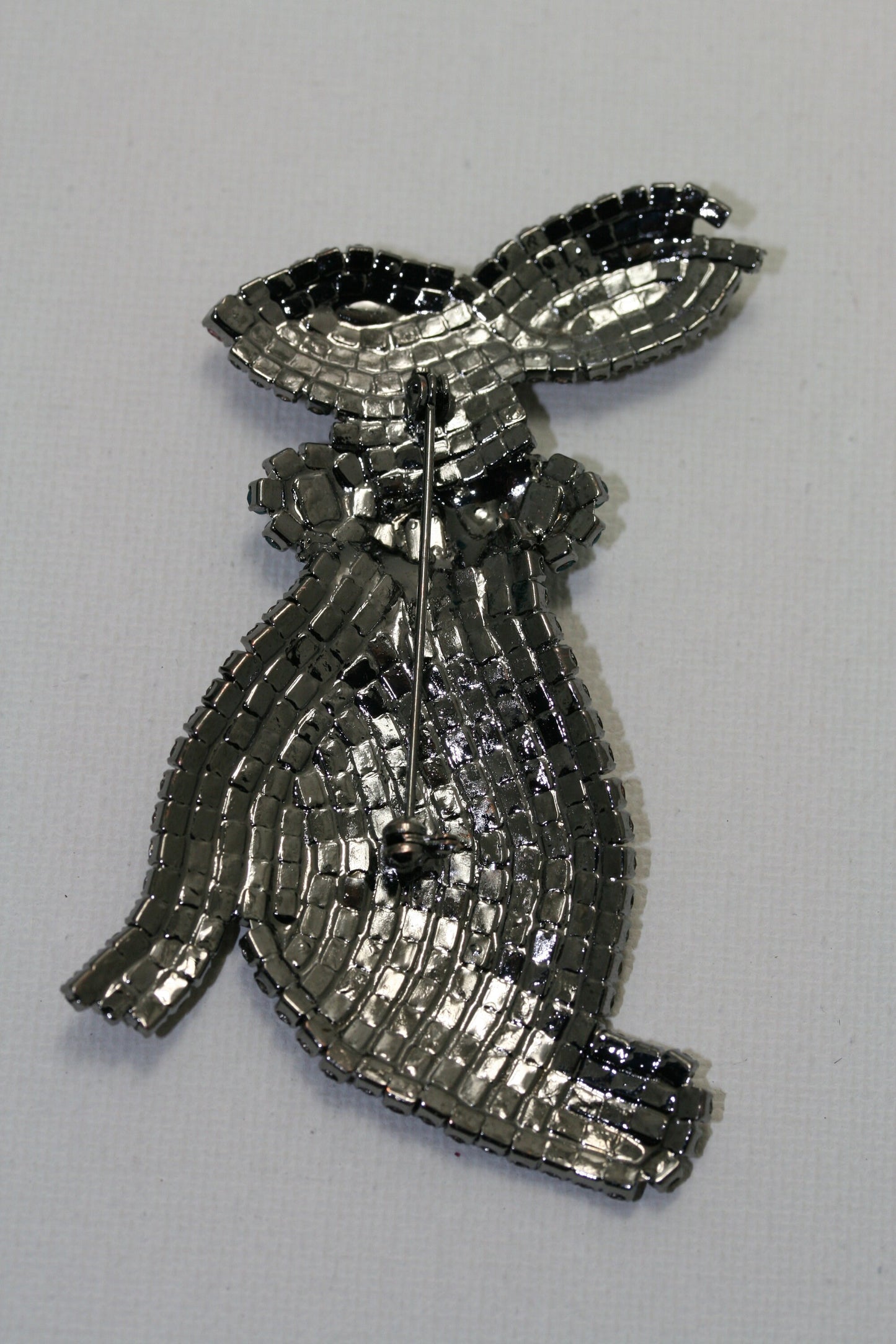 Rhinestone Crystal Large Easter Bunny Rabbit Pin Brooch, Chocolate Color Easter Bunny Pin