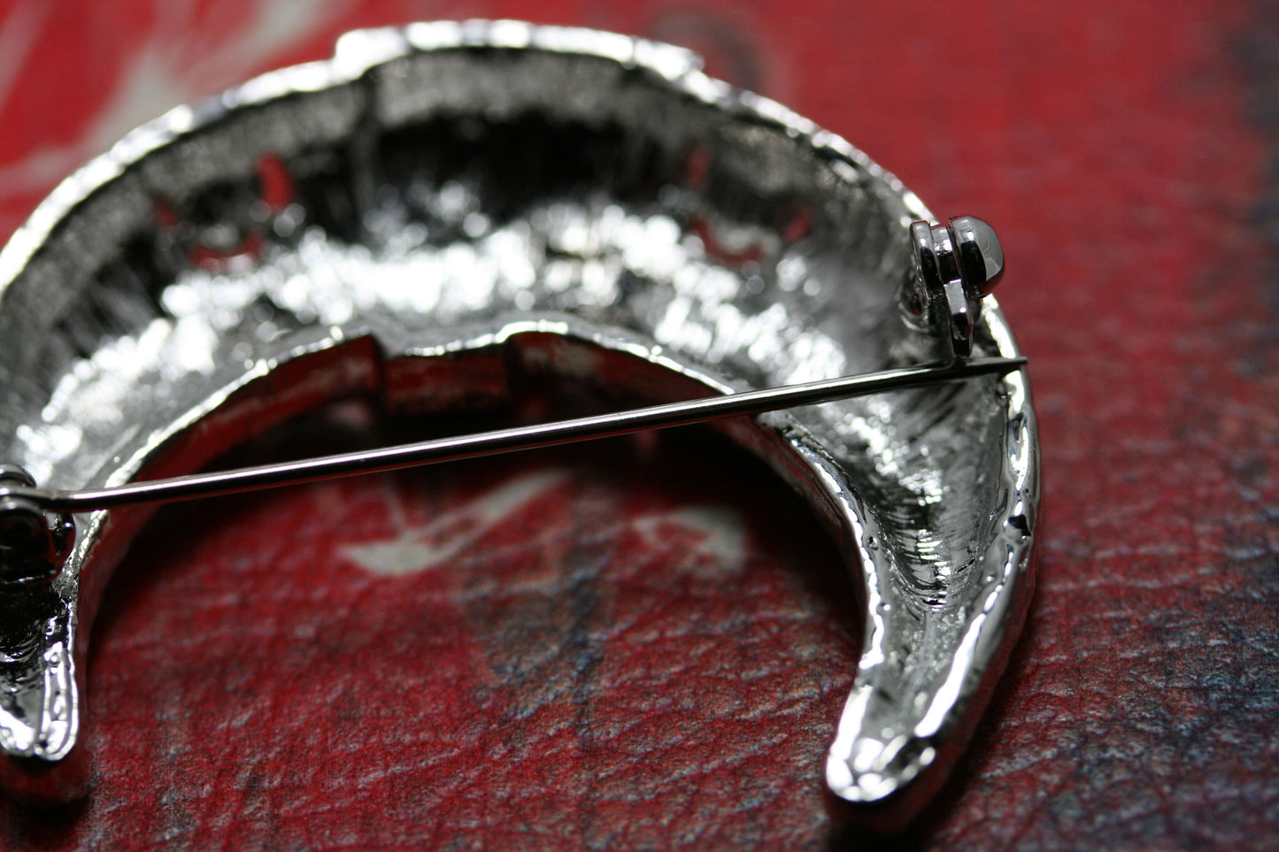 Blue Rhinestone Crescent Moon Brooch, Blue moon Pins, Old Fashion Moon Pin, Crystal Moon Brooches