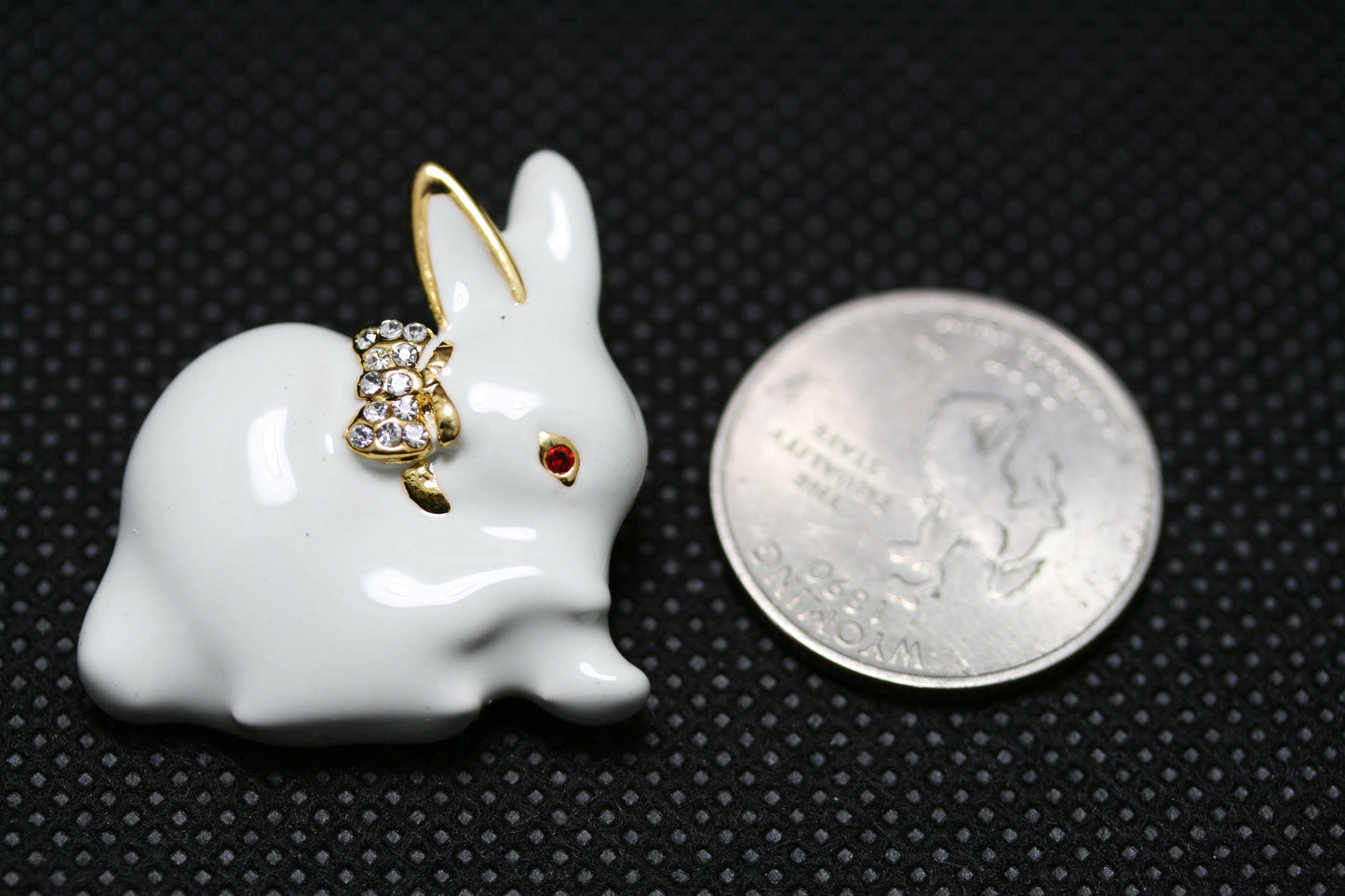 White Cute Enamel Rhinestone Easter Rabbit Bunny Brooch Pin, Animal Rabbit Brooch Jewelry
