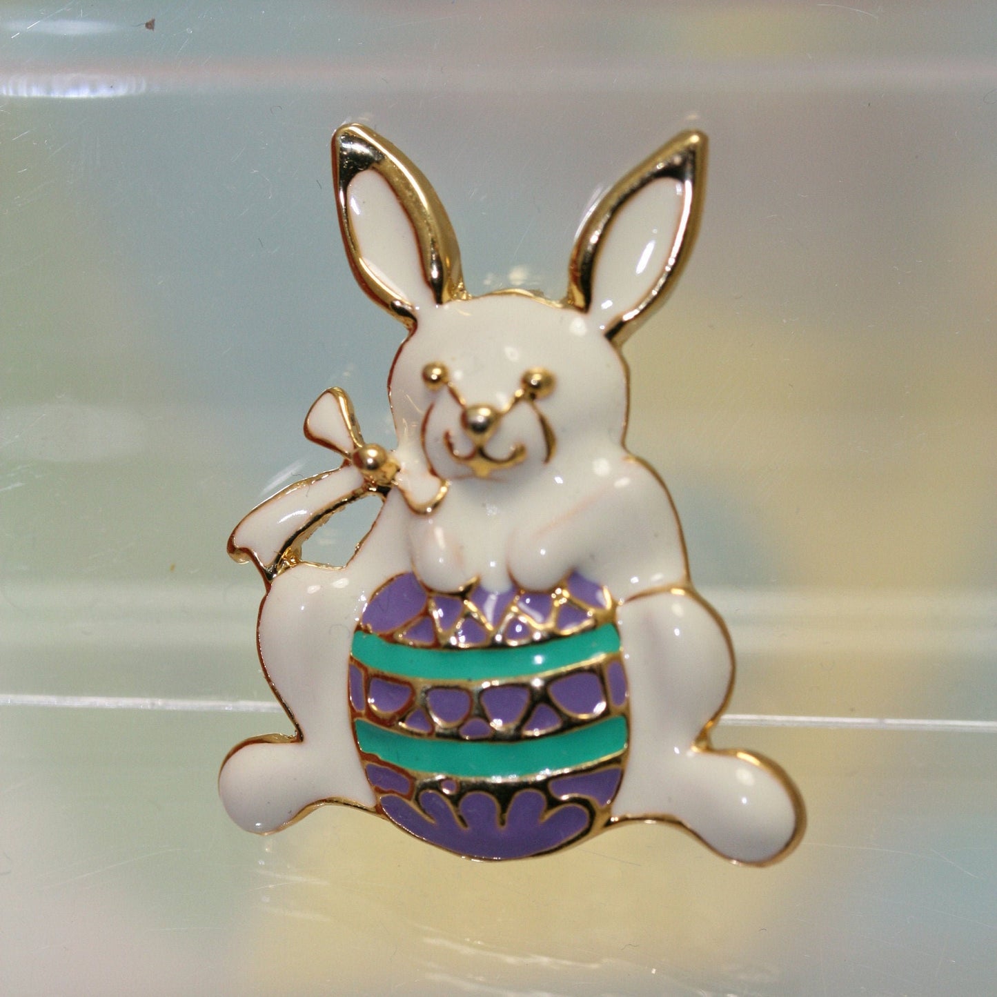 Enamel Bunny Rabbit Easter Egg Pin Brooch, Easter Bunny Pin, Easter Jewelry