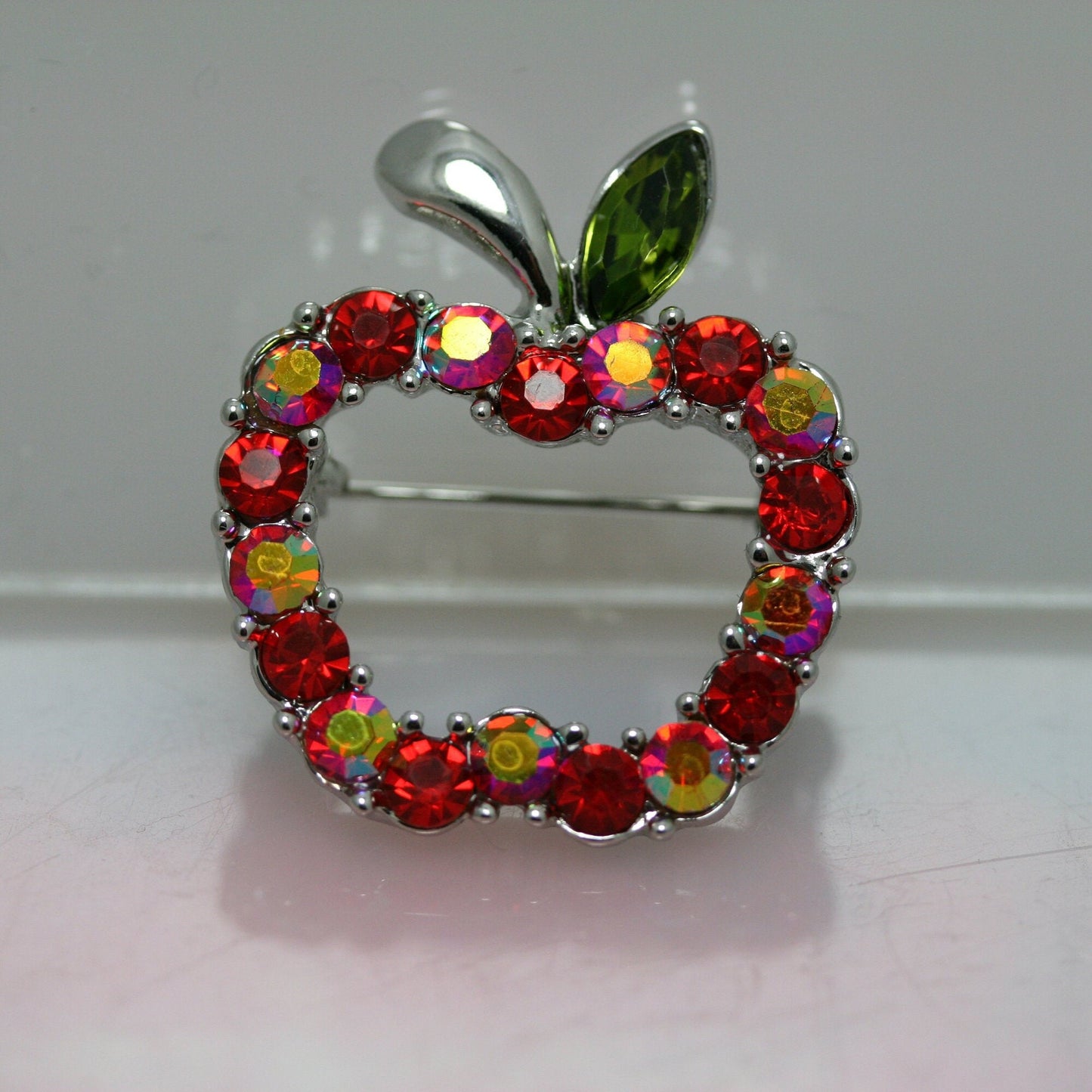 Rhinestone Apple Crystal Fruit Pin Brooch, To Teacher Apple Fruit Brooch Pins For Gift