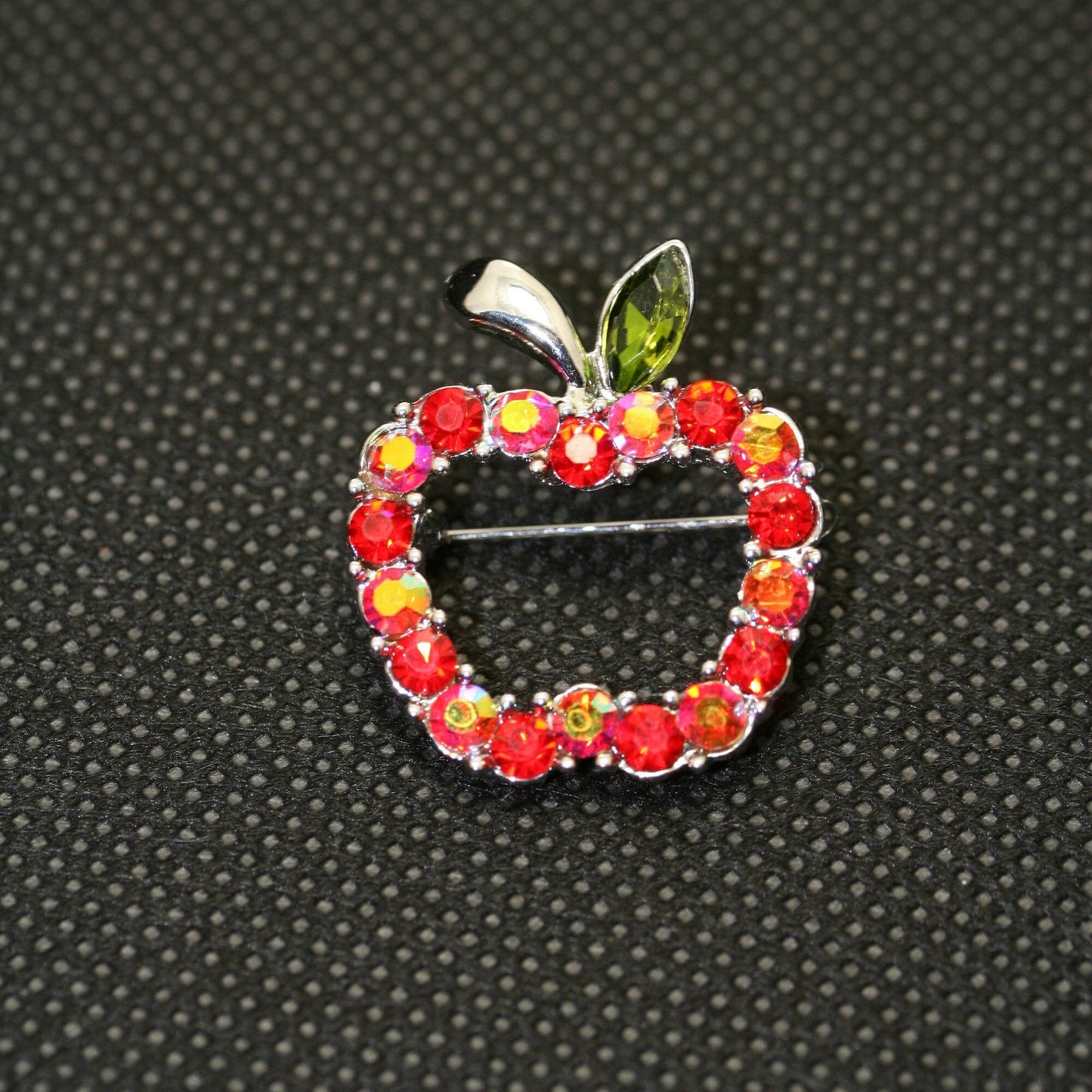 Rhinestone Apple Crystal Fruit Pin Brooch, To Teacher Apple Fruit Brooch Pins For Gift