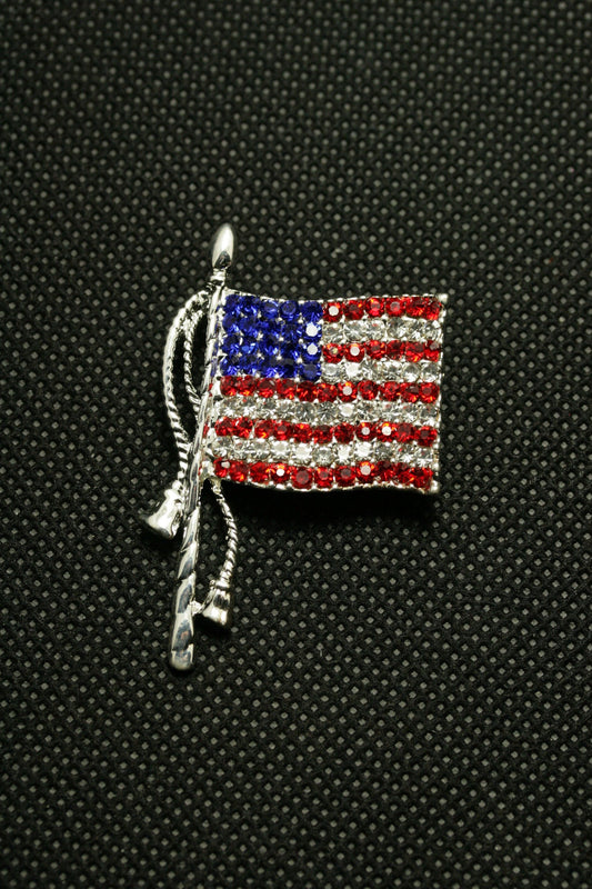 American Flag Brooches Lapel Pins USA National Flag Sparkling Crystal Rhinestone 4th of July Patriotic Jewelry