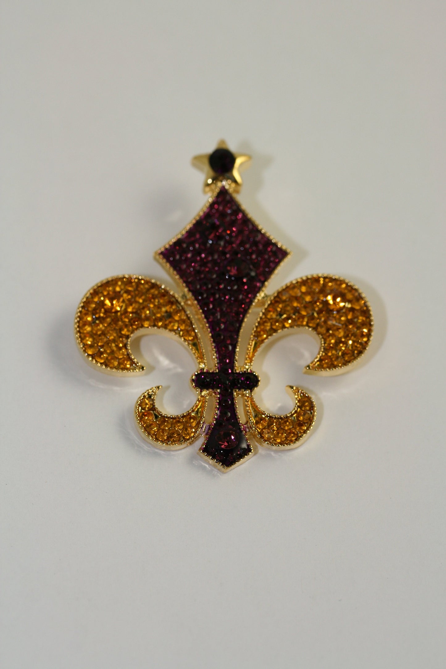Rhinestone French Fleur De Lis Pin Brooch & Earrings Set New Orleans Mardi Gras Jewelry Gift For Her, Crystal Fleur De Lis Earrings
