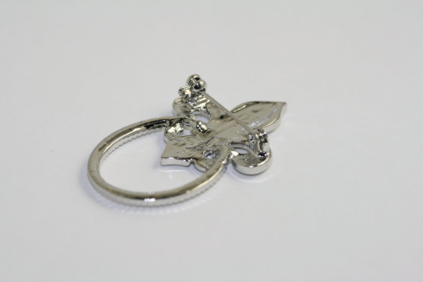 Rhinestone Fleur De Lis Crystal Eyeglasses Holder Pin Brooch, French Fleur De Lis Pin Brooch
